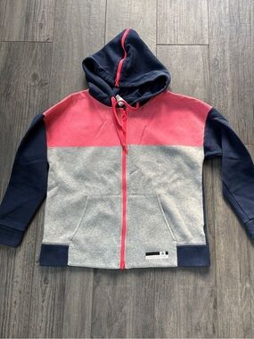 Adidas by Stella McCartney Pink, Gray & Navy Colorblock Bomber Hoodie